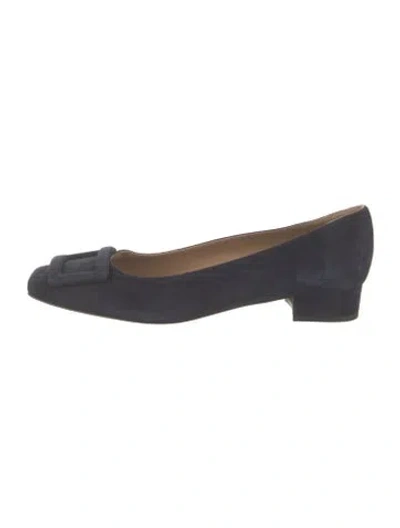 Pre-owned Ann Mashburn Suede Flats In Blue
