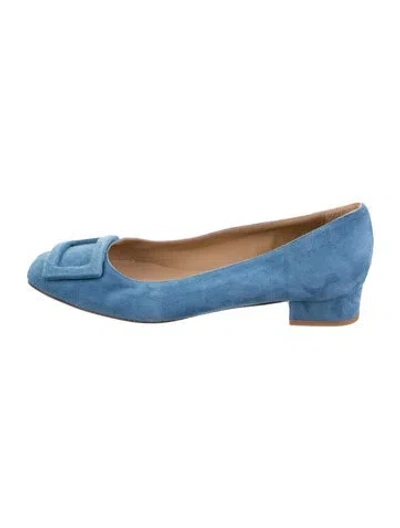 Pre-owned Ann Mashburn Suede Flats In Blue