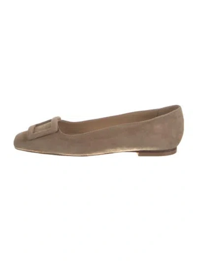 Pre-owned Ann Mashburn Suede Flats In Neutral