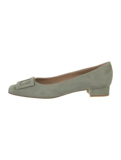 Pre-owned Ann Mashburn Suede Flats W/ Tags In Green
