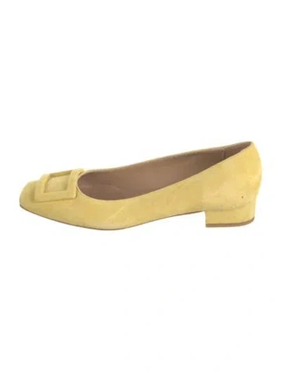 Pre-owned Ann Mashburn Suede Flats In Yellow