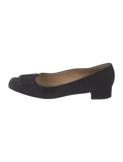 Pre-owned Ann Mashburn Suede Loafers In Black
