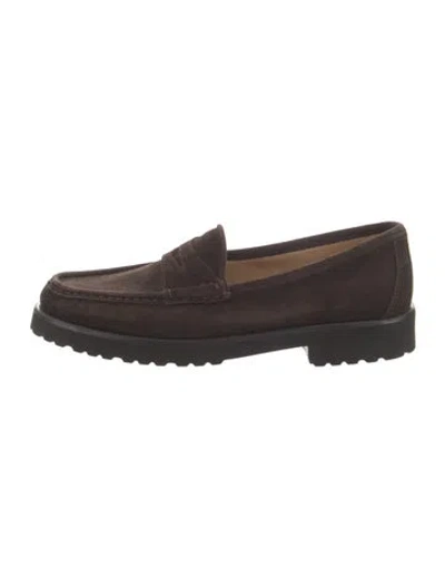 Pre-owned Ann Mashburn Suede Loafers In Brown