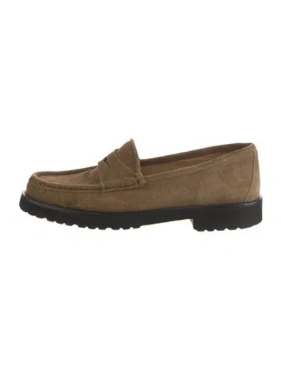 Pre-owned Ann Mashburn Suede Loafers In Brown