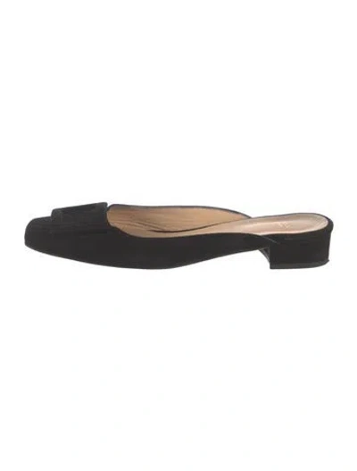 Pre-owned Ann Mashburn Suede Mules In Black