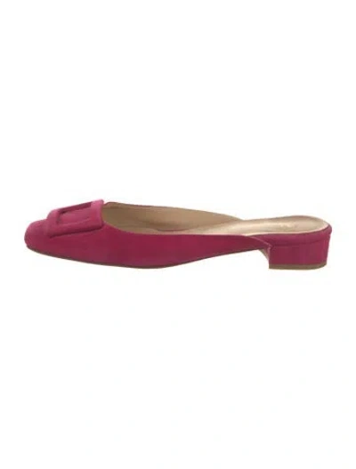 Pre-owned Ann Mashburn Suede Mules In Pink/purple
