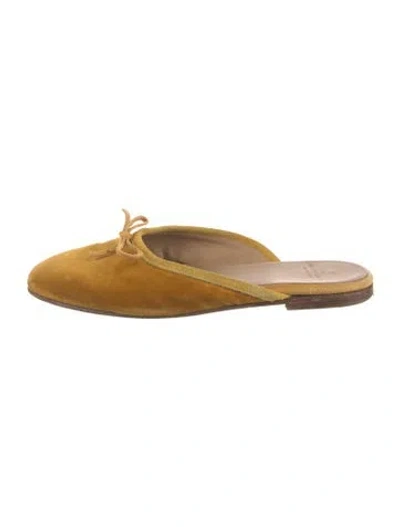 Pre-owned Ann Mashburn Suede Mules In Yellow