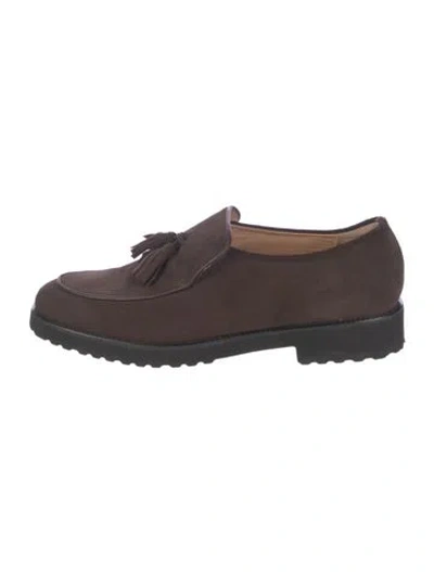 Pre-owned Ann Mashburn Suede Oxfords In Brown