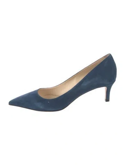 Pre-owned Ann Mashburn Suede Pumps In Blue