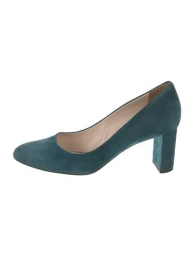 Pre-owned Ann Mashburn Suede Pumps In Blue