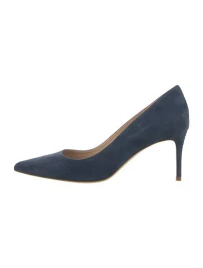 Pre-owned Ann Mashburn Suede Pumps In Blue