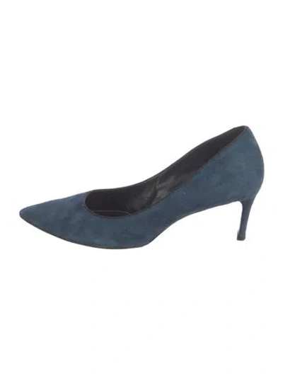 Pre-owned Ann Mashburn Suede Pumps In Blue