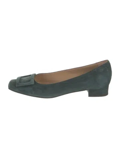 Pre-owned Ann Mashburn Suede Pumps In Green