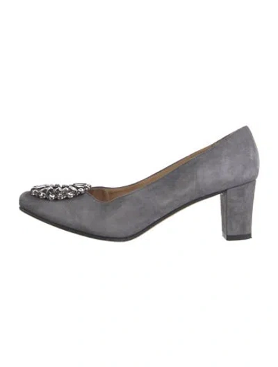 Pre-owned Ann Mashburn Suede Pumps In Grey