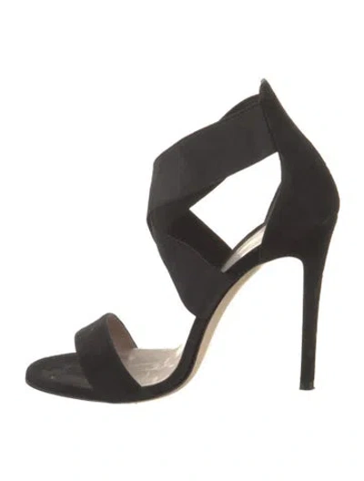Pre-owned Ann Mashburn Suede Sandals In Black