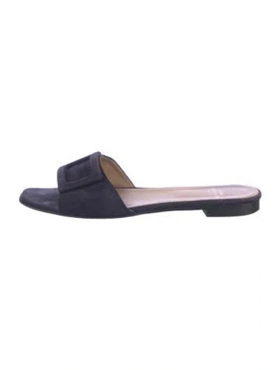 Pre-owned Ann Mashburn Suede Slides In Blue