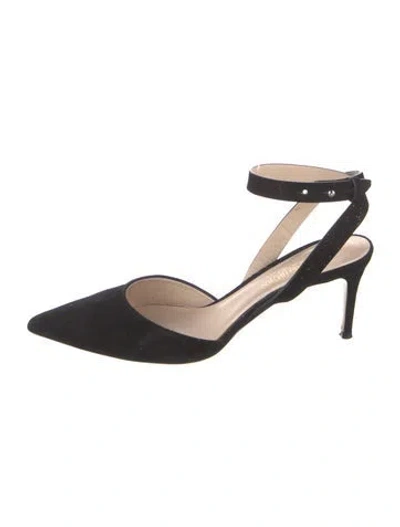 Pre-owned Ann Mashburn Suede Slingback Pumps In Black