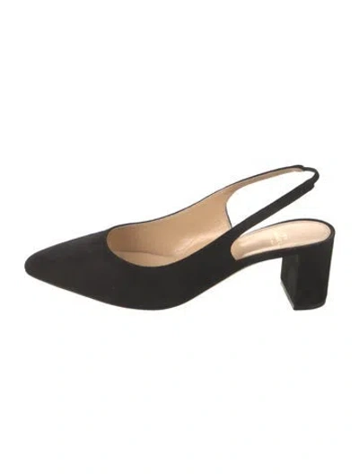 Pre-owned Ann Mashburn Suede Slingback Pumps In Blue