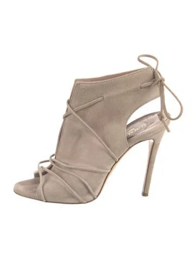 Pre-owned Ann Mashburn Suede Slingback Sandals In Black