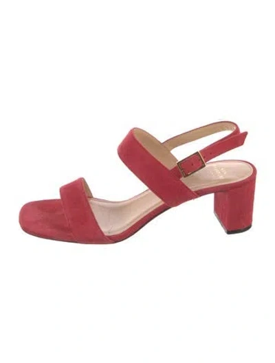Pre-owned Ann Mashburn Suede Slingback Sandals In Red