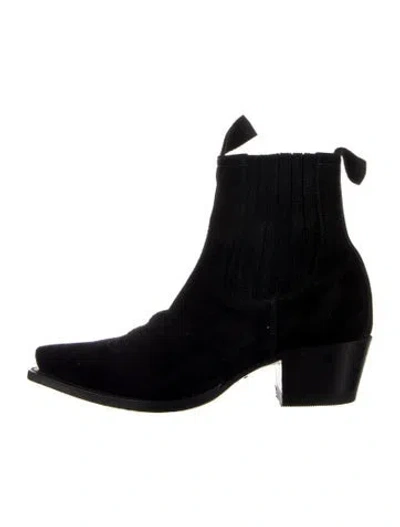 Pre-owned Ann Mashburn Suede Western Boots In Multi