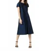 Ann Mashburn Suzzette Midi Dress In Navy Mikado In Blue