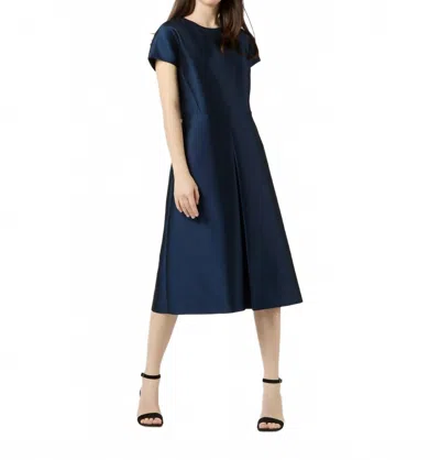 Ann Mashburn Suzzette Midi Dress In Navy Mikado In Blue
