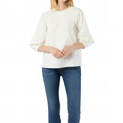 Ann Mashburn Thea Pintuck Top In Off-white Paperweight Stretch Poplin In Multi