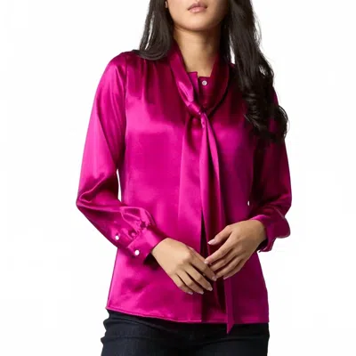 Ann Mashburn Tie Neck Blouse In Magenta In Pink