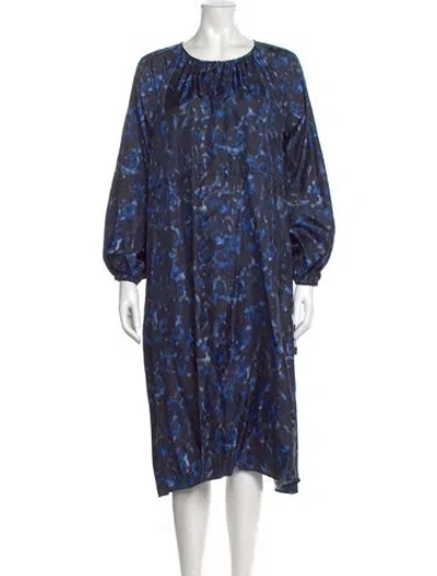 Pre-owned Ann Mashburn Tie-dye Print Midi Length Dress In Blue