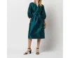 Ann Mashburn Trapunto Blouson Dress In Peacock Silk Wool In Multi