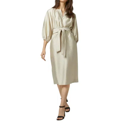 Ann Mashburn Trapunto Blouson Dress In Platino Crepe In Multi