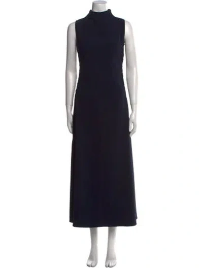 Pre-owned Ann Mashburn Turtleneck Long Dress In Black