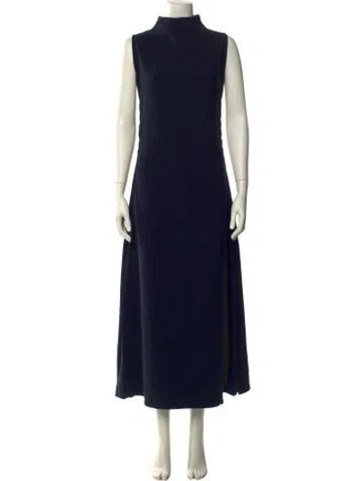 Pre-owned Ann Mashburn Turtleneck Long Dress In Blue
