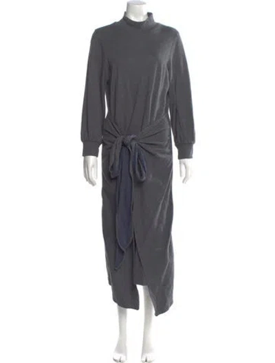 Pre-owned Ann Mashburn Turtleneck Long Dress In Gray