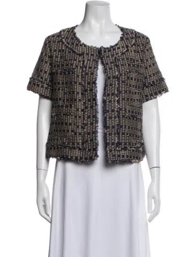 Pre-owned Ann Mashburn Tweed Pattern Blazer In Blue