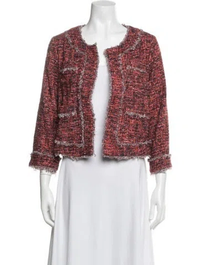 Pre-owned Ann Mashburn Tweed Pattern Blazer In Red