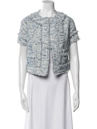 Pre-owned Ann Mashburn Tweed Pattern Evening Jacket In Blue