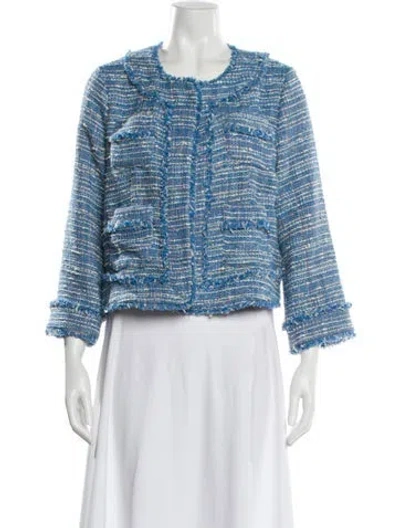 Pre-owned Ann Mashburn Tweed Pattern Evening Jacket In Blue