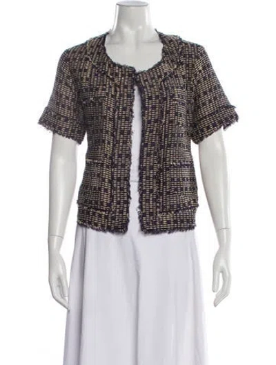 Pre-owned Ann Mashburn Tweed Pattern Evening Jacket In Blue