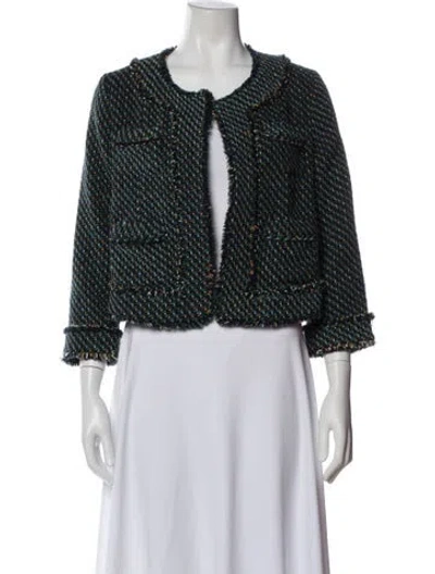 Pre-owned Ann Mashburn Tweed Pattern Evening Jacket In Blue