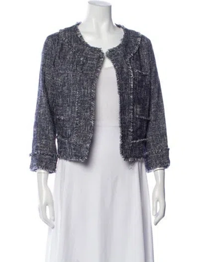 Pre-owned Ann Mashburn Tweed Pattern Evening Jacket In Blue