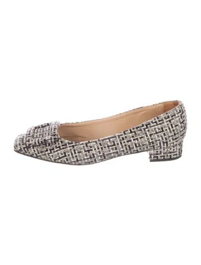 Pre-owned Ann Mashburn Tweed Pattern Flats In Neutral