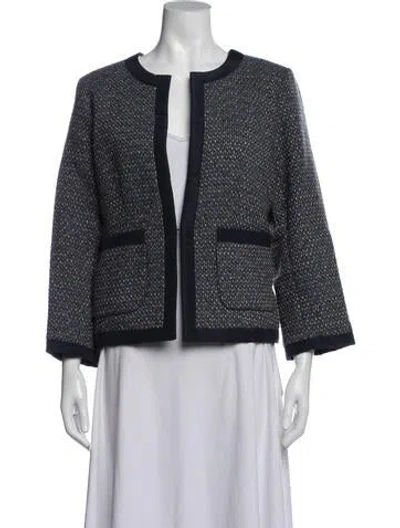 Pre-owned Ann Mashburn Tweed Pattern Jacket In Blue