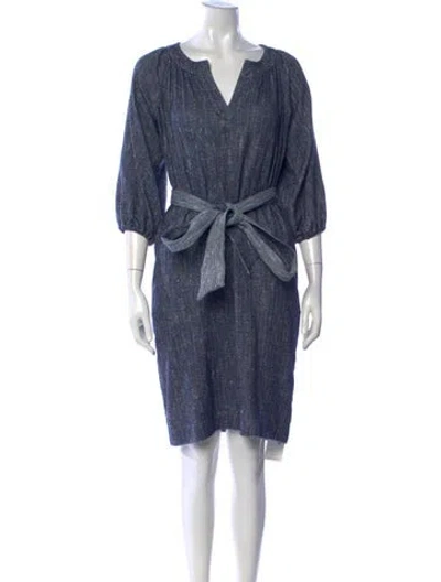 Pre-owned Ann Mashburn Tweed Pattern Knee-length Dress In Blue