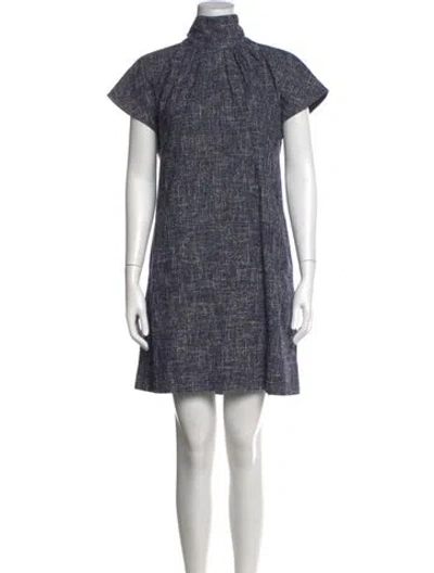Pre-owned Ann Mashburn Tweed Pattern Mini Dress W/ Tags In Blue