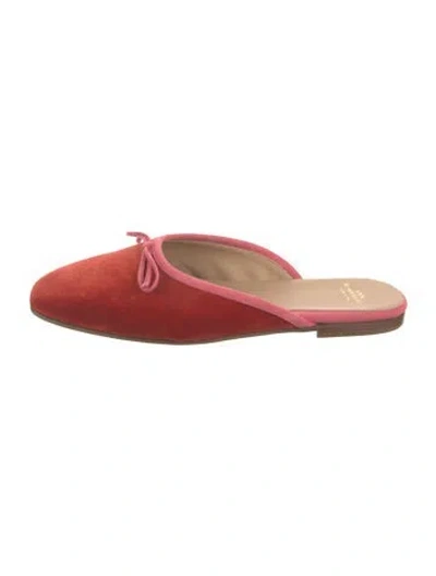Pre-owned Ann Mashburn Velvet Bow Accents Mules In Red