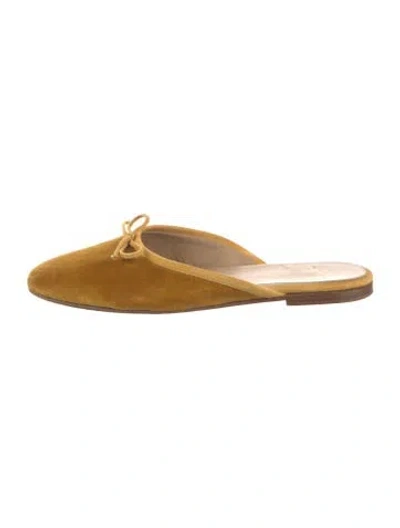 Pre-owned Ann Mashburn Velvet Mules In Yellow