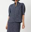 Ann Mashburn Violetta Eblow Sleeve Textured Top In Ink Speckled Knit