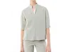Ann Mashburn Violetta Top In Olive Small Bengal Stripe Stretch Seersucker In Multi